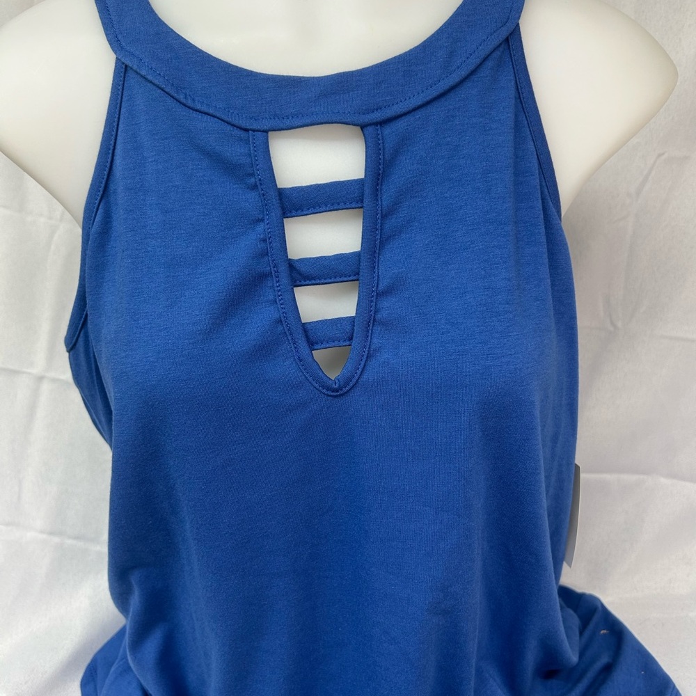 Vibrant Blue Cut-Out Sleeveless Tank Top